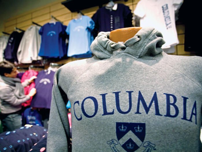 Columbia sweatshirt at campus bookstore 