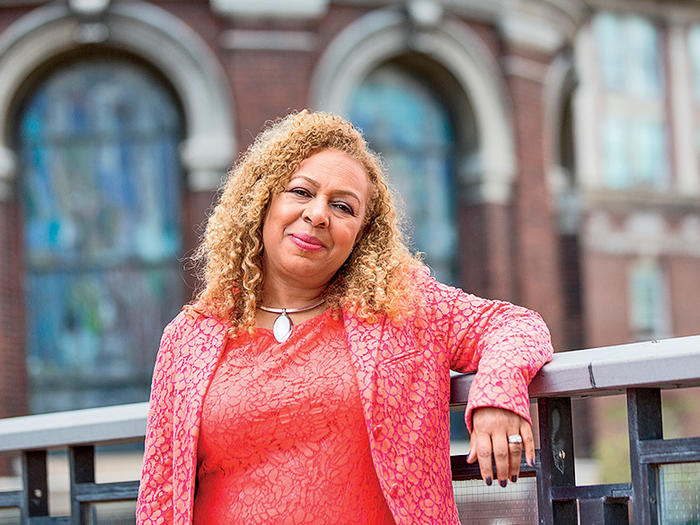 Columbia art-history professor Kellie Jones standing in front of St. Paul's Chapel