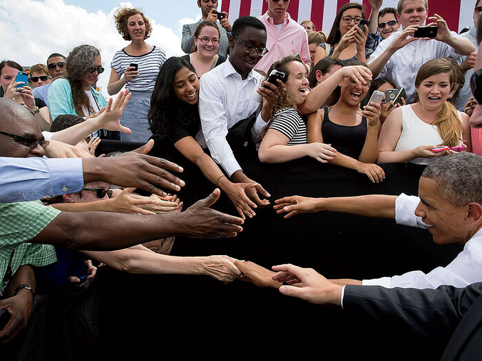 Barack Obama with fans