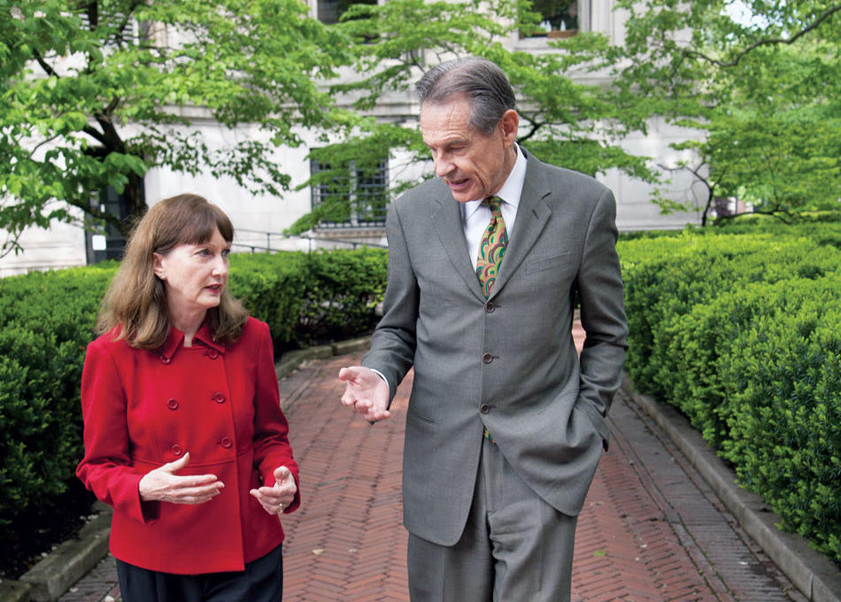 Vice provost Andrew Davidson, pictured with nursing dean Bobbie Berkowitz, is leading an effort to increase the racial and gender diversity of Columbia faculty