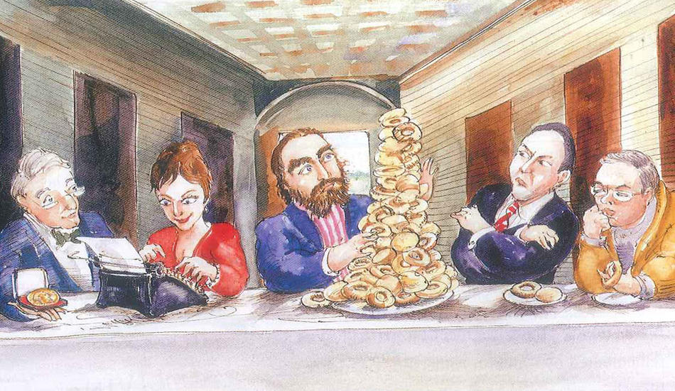 Illustration by Mark Steele for Columbia Magazine of Columbia scholars