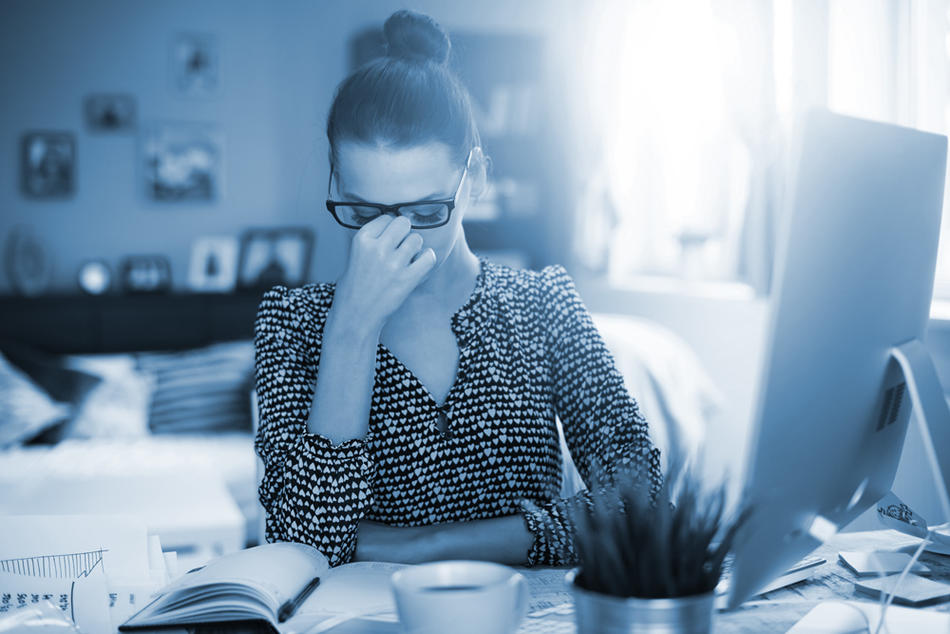 Woman at her work-from-home desk