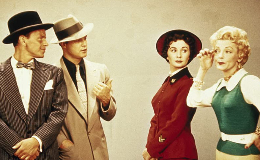 Frank Sinatra, Marlon Brando, Jean Simmons, and Vivian Blaine in Guys and Dolls