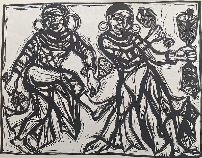 Linocut from Walk Together Children: Black American Spirituals, by Ashley Bryan