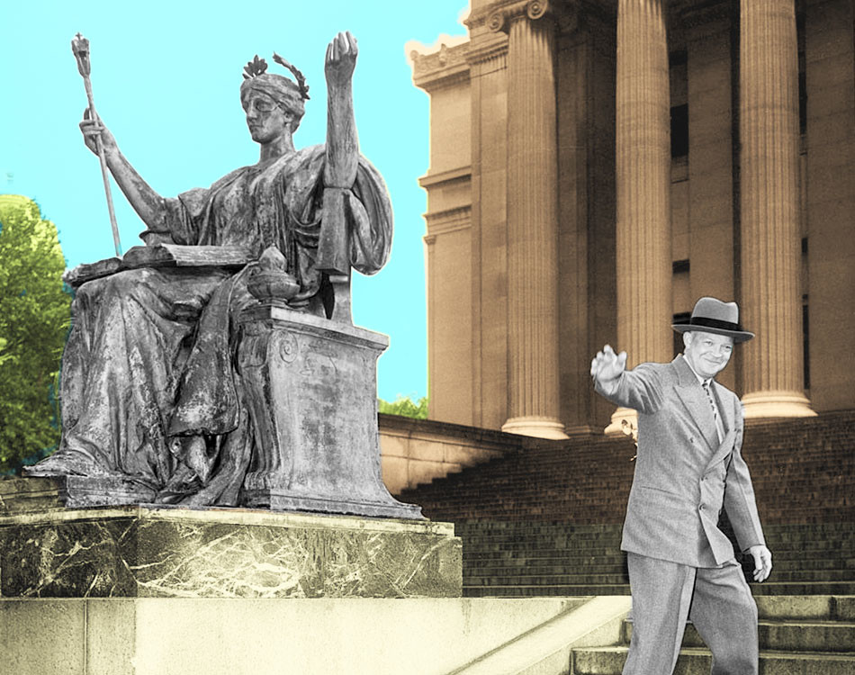 President Eisenhower on Low Steps with Alma Mater
