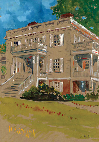 A watercolor of Hamilton Grange by Adam Van Doren